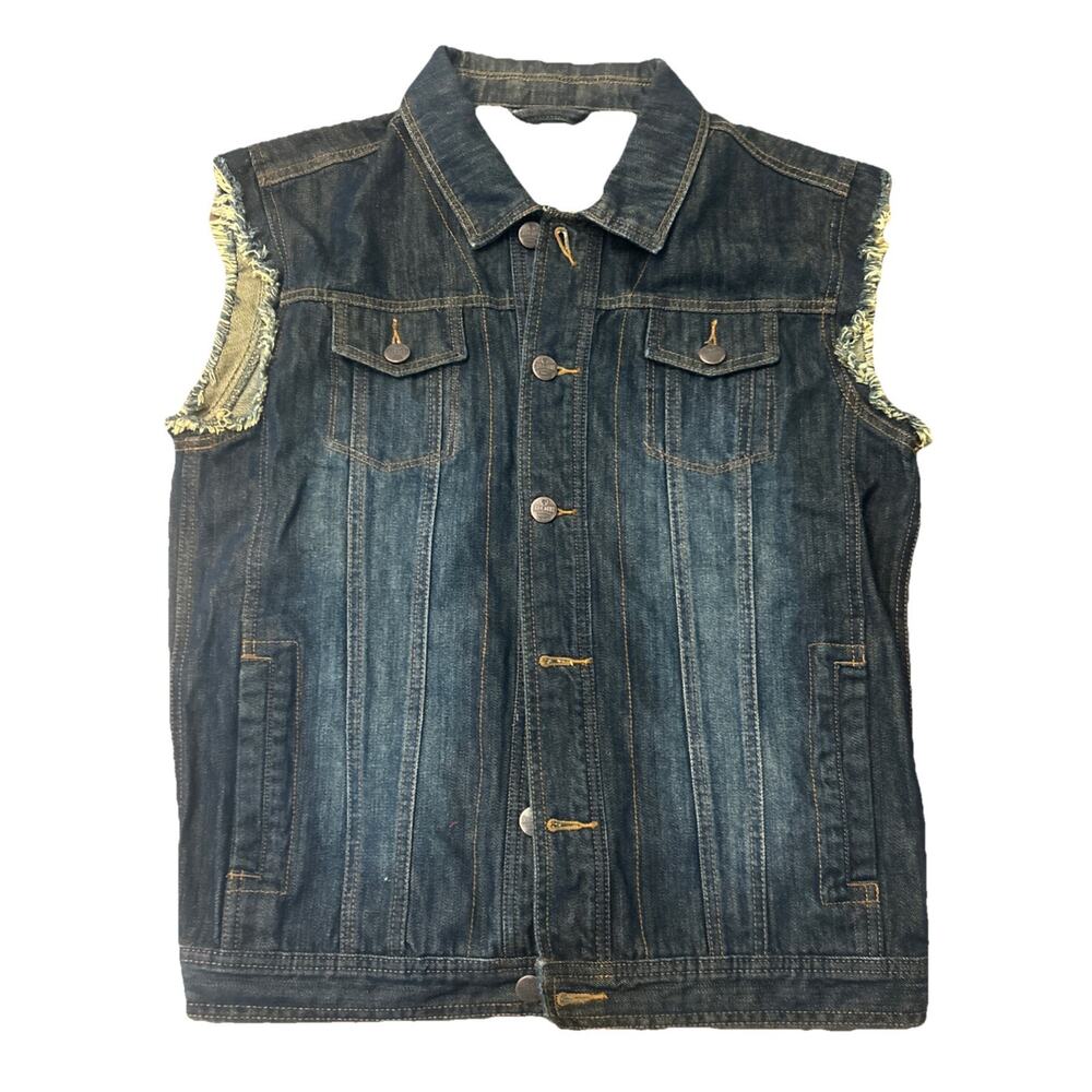 Third Army Denim JEAN JACKET cut-off Sleeves Size Medium Blue Biker
